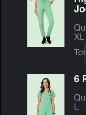 Women's Mint Green MANDAL 6 pocket top mint and high waisted jogger set scrubs